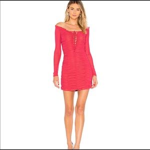 Marjorelle Ruched Pink Off Shoulder Dress